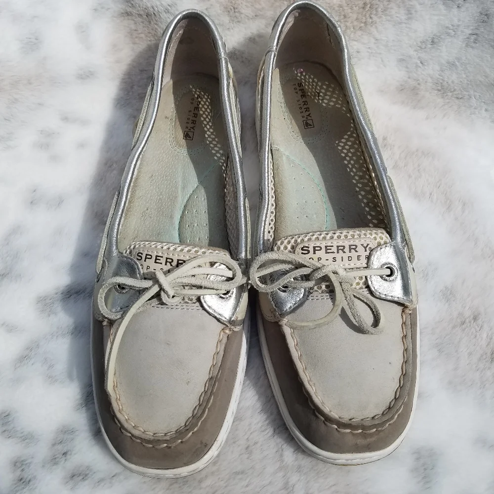 Sperry Top Sider Womens Boat Shoe Size 10M Leather Gray Slip on Driving Moccasin